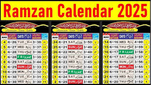 Sehri and Iftar Schedule 2025