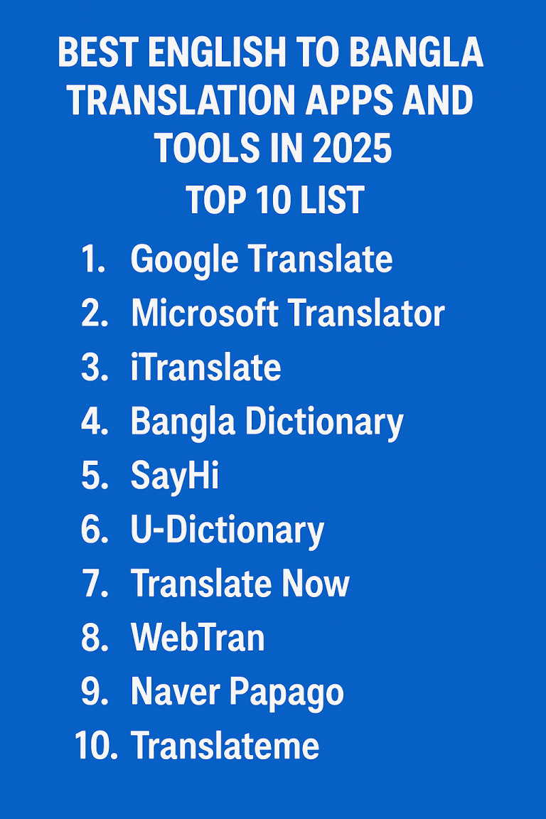 Best English to Bangla Translation Apps and Tools in 2025 | Top 10 List