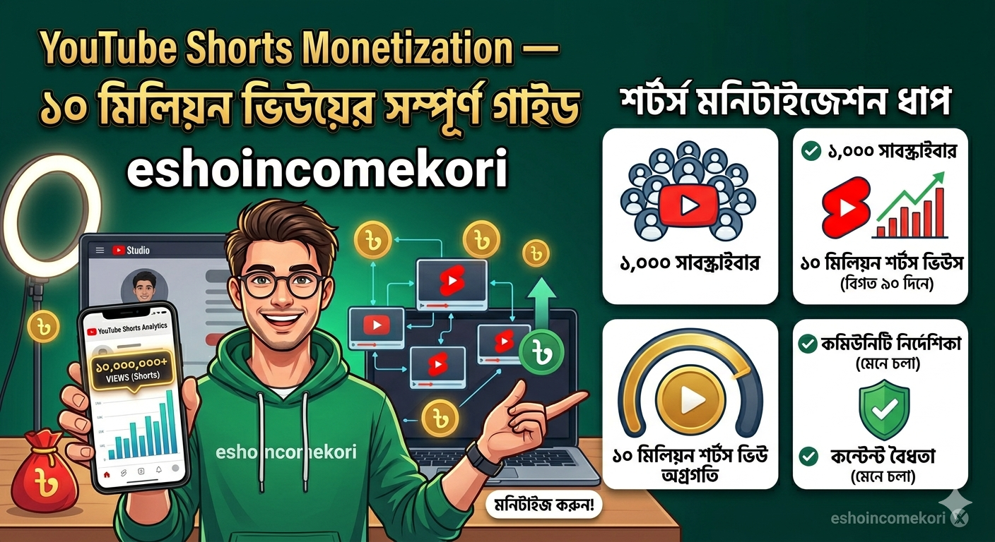 YouTube Shorts Monetization – ১০ মিলিয়ন ভিউয়ের সম্পূর্ণ গাইড