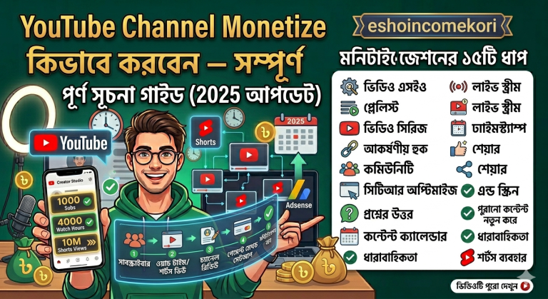 YouTube Channel Monetize কিভাবে করবেন – সম্পূর্ণ সূচনা গাইড (2025 আপডেট)