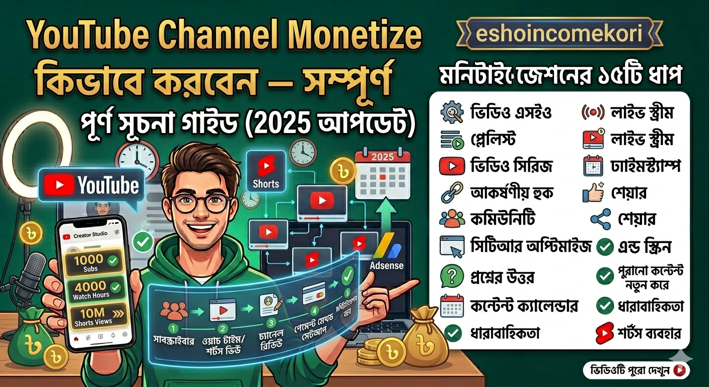 YouTube Channel Monetize কিভাবে করবেন – সম্পূর্ণ সূচনা গাইড (2025 আপডেট)