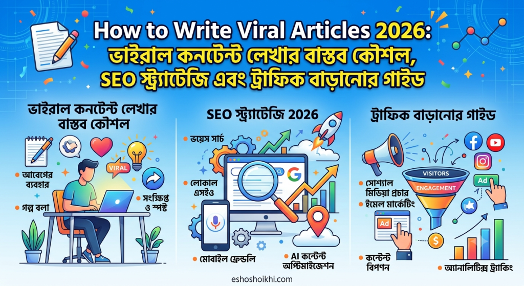 How to Write Viral Articles 2026: ভাইরাল কনটেন্ট লেখার বাস্তব কৌশল, SEO স্ট্র্যাটেজি এবং ট্রাফিক বাড়ানোর গাইড