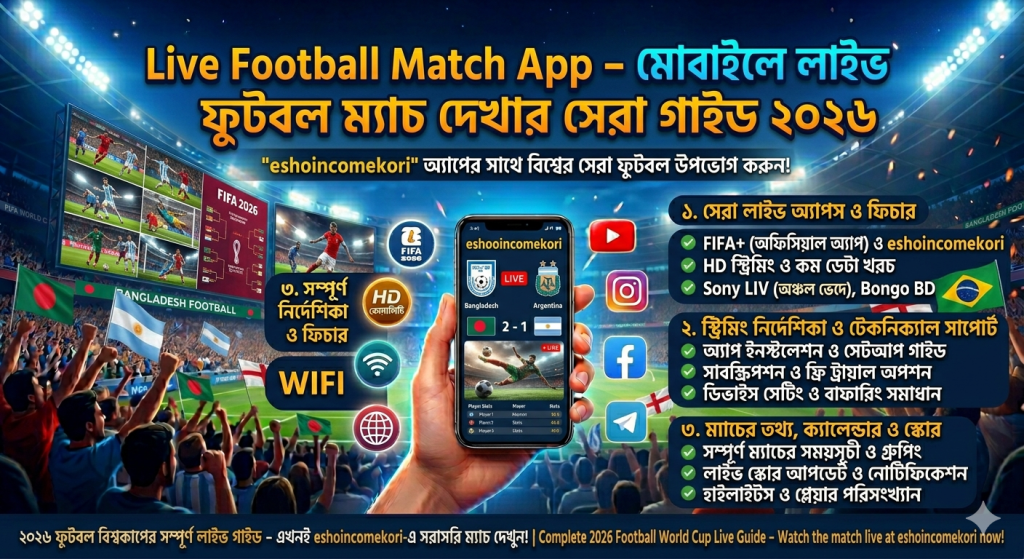 Live Football Match App – মোবাইলে লাইভ ফুটবল ম্যাচ দেখার সেরা গাইড ২০২৬