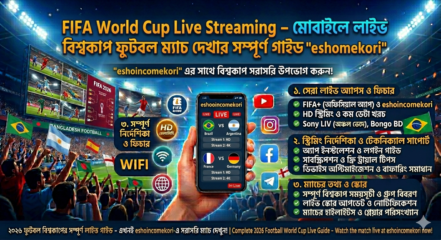 FIFA World Cup Live Streaming – মোবাইলে লাইভ বিশ্বকাপ ফুটবল ম্যাচ দেখার সম্পূর্ণ গাইড