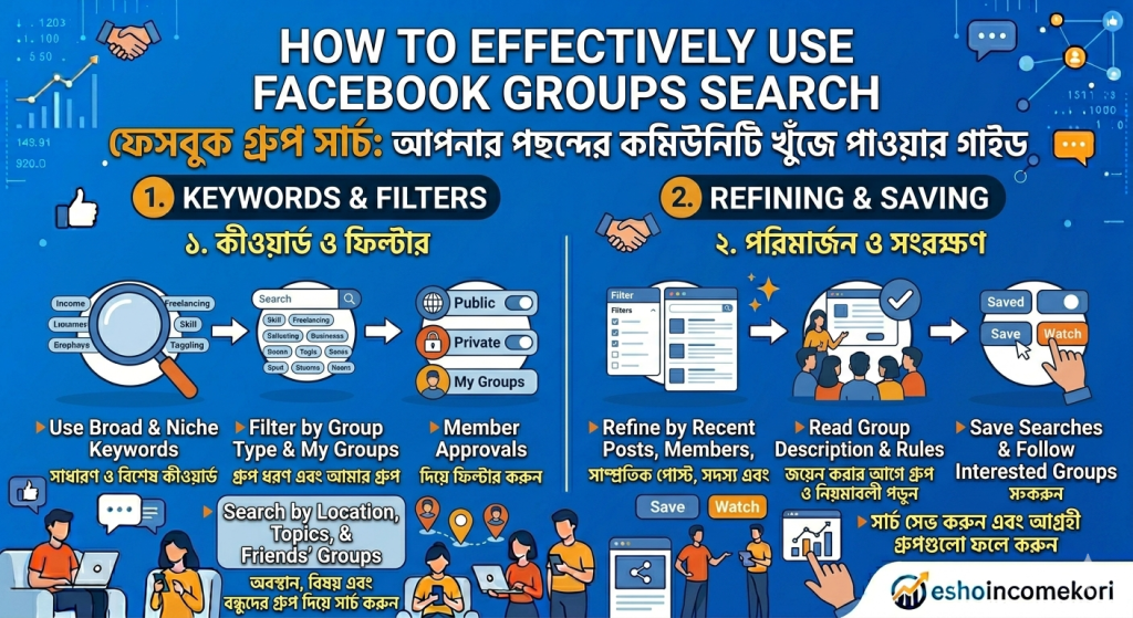 How to Effectively Use Facebook Groups Search ফেসবুক গ্রুপ সার্চ: আপনার পছন্দের কমিউনিটি খুঁজে পাওয়ার গাইড