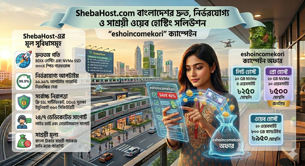ShebaHost.com বাংলাদেশের দ্রুত, নির্ভরযোগ্য ও সাশ্রয়ী ওয়েব হোস্টিং সলিউশন
