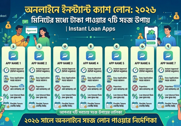 অনলাইনে ইন্সট্যান্ট ক্যাশ লোন: ২০২৬ সালে মিনিটের মধ্যে টাকা পাওয়ার ৭টি সহজ উপায় | Instant Loan Apps