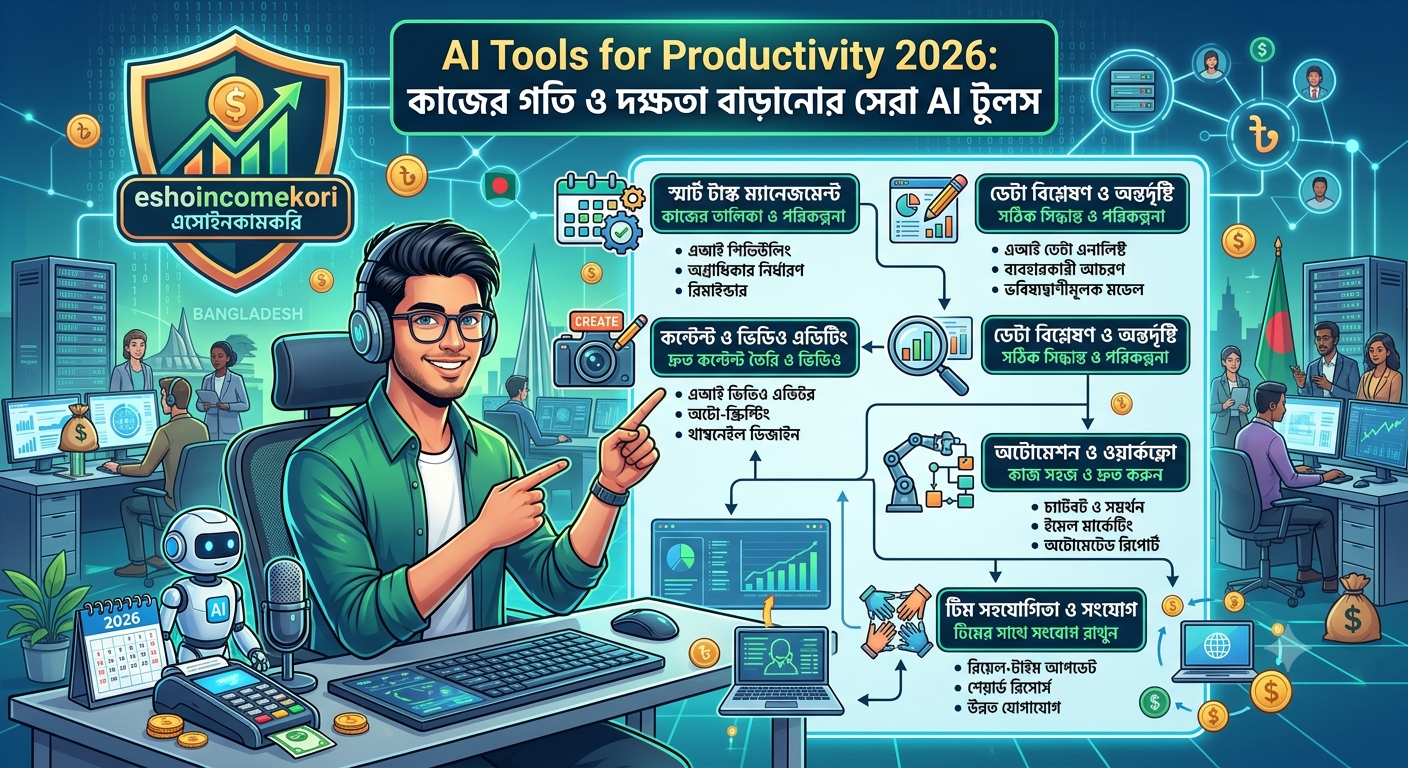 AI Tools for Productivity 2026: কাজের গতি ও দক্ষতা বাড়ানোর সেরা AI টুলস