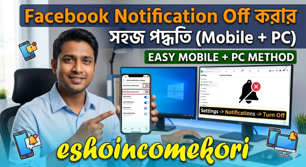 Facebook Notification Off করার সহজ পদ্ধতি (Mobile + PC)