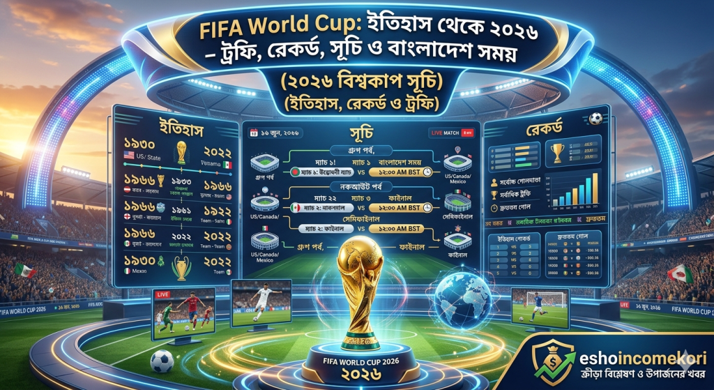 FIFA World Cup: ইতিহাস থেকে ২০২৬ – ট্রফি, রেকর্ড, সূচি ও বাংলাদেশ সময়