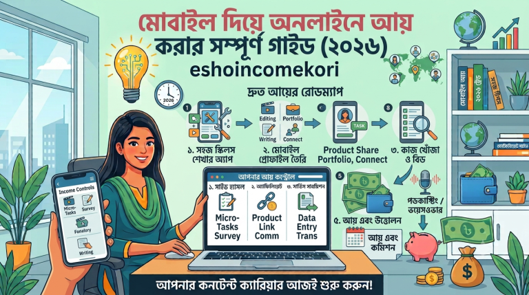 মোবাইল দিয়ে অনলাইনে আয় করার সম্পূর্ণ গাইড (২০২৬)