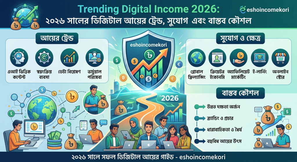 Trending Digital Income 2026: ২০২৬ সালের ডিজিটাল আয়ের ট্রেন্ড, সুযোগ এবং বাস্তব কৌশল