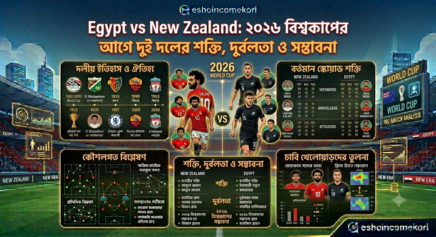 Egypt vs New Zealand: ২০২৬ বিশ্বকাপের আগে দুই দলের শক্তি, দুর্বলতা ও সম্ভাবনা