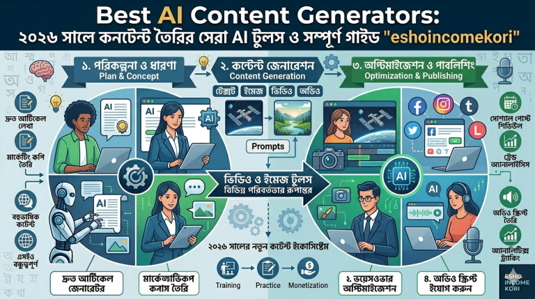 Best AI Content Generators: ২০২৬ সালে কনটেন্ট তৈরির সেরা AI টুলস ও সম্পূর্ণ গাইড