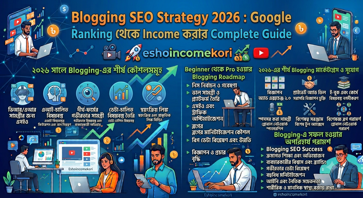Blogging SEO Strategy 2026 : Google Ranking থেকে Income করার Complete Guide