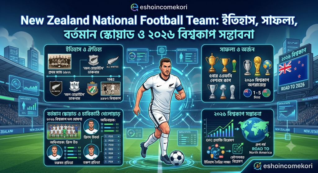 New Zealand National Football Team: ইতিহাস, সাফল্য, বর্তমান স্কোয়াড ও ২০২৬ বিশ্বকাপ সম্ভাবনা