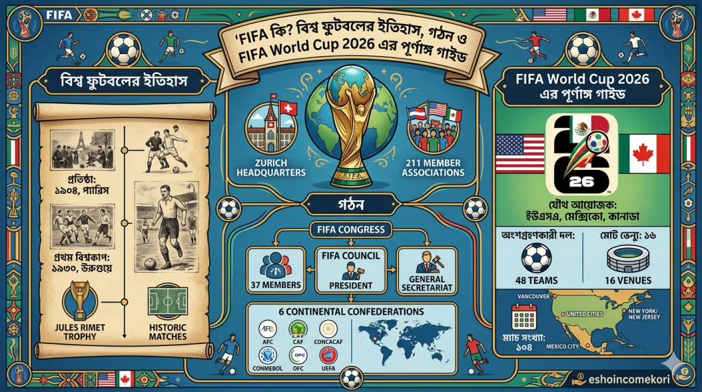 FIFA কি? বিশ্ব ফুটবলের ইতিহাস, গঠন ও FIFA World Cup 2026 এর পূর্ণাঙ্গ গাইড