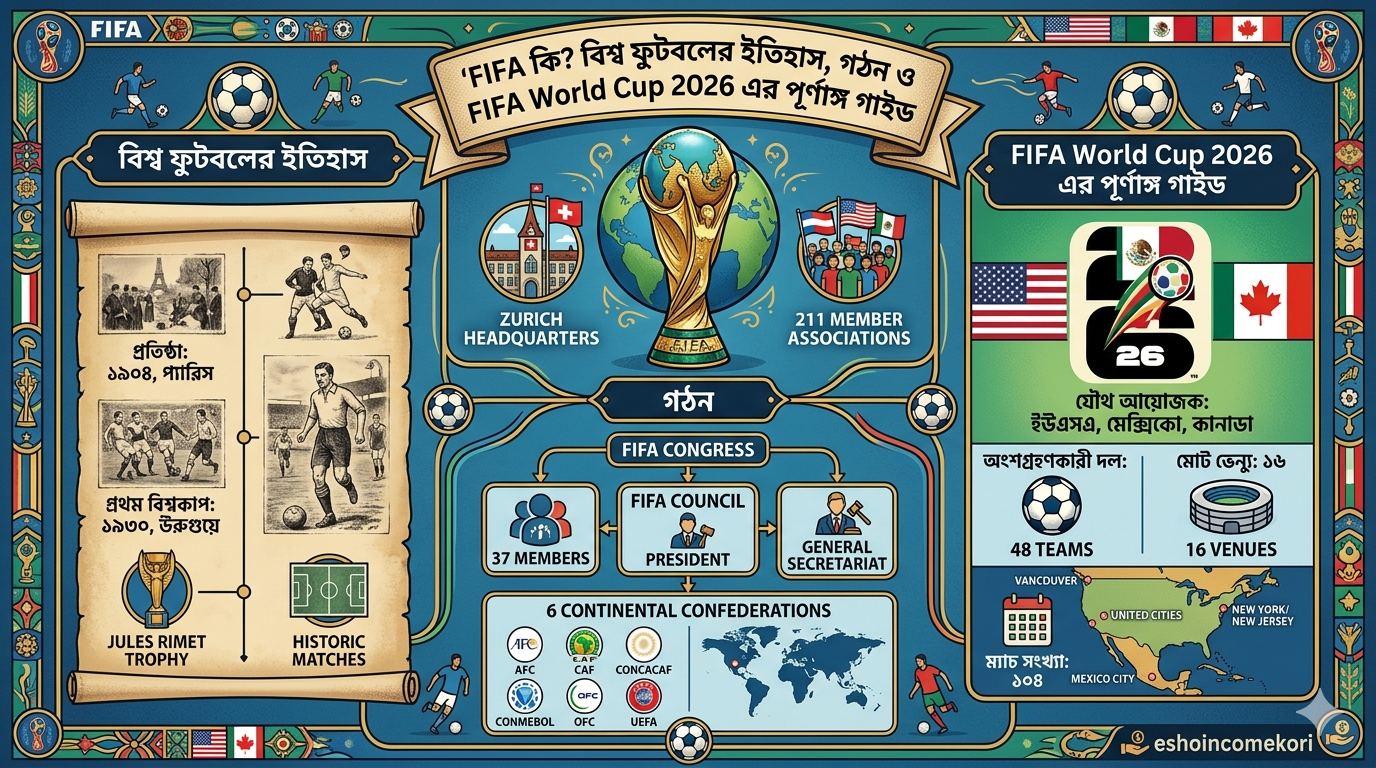 FIFA কি? বিশ্ব ফুটবলের ইতিহাস, গঠন ও FIFA World Cup 2026 এর পূর্ণাঙ্গ গাইড