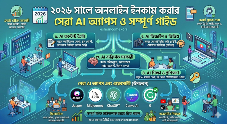 AI Apps for Income: ২০২৬ সালে অনলাইন ইনকাম করার সেরা AI অ্যাপস ও সম্পূর্ণ গাইড