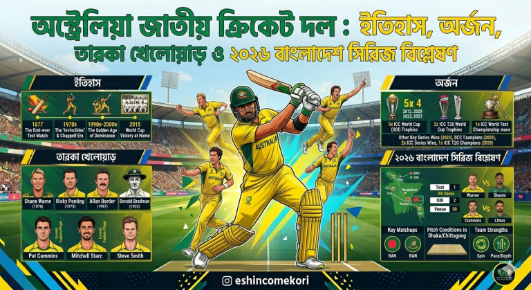 australia national cricket team: ইতিহাস, অর্জন, তারকা খেলোয়াড় ও ২০২৬ বাংলাদেশ সিরিজ বিশ্লেষণ