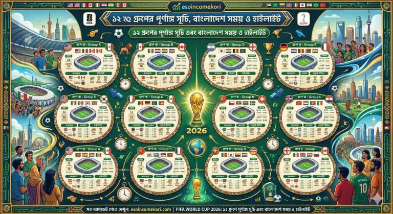 FIFA World Cup 2026 Group Stage: ১২ গ্রুপের পূর্ণাঙ্গ সূচি, বাংলাদেশ সময় ও হাইলাইটস
