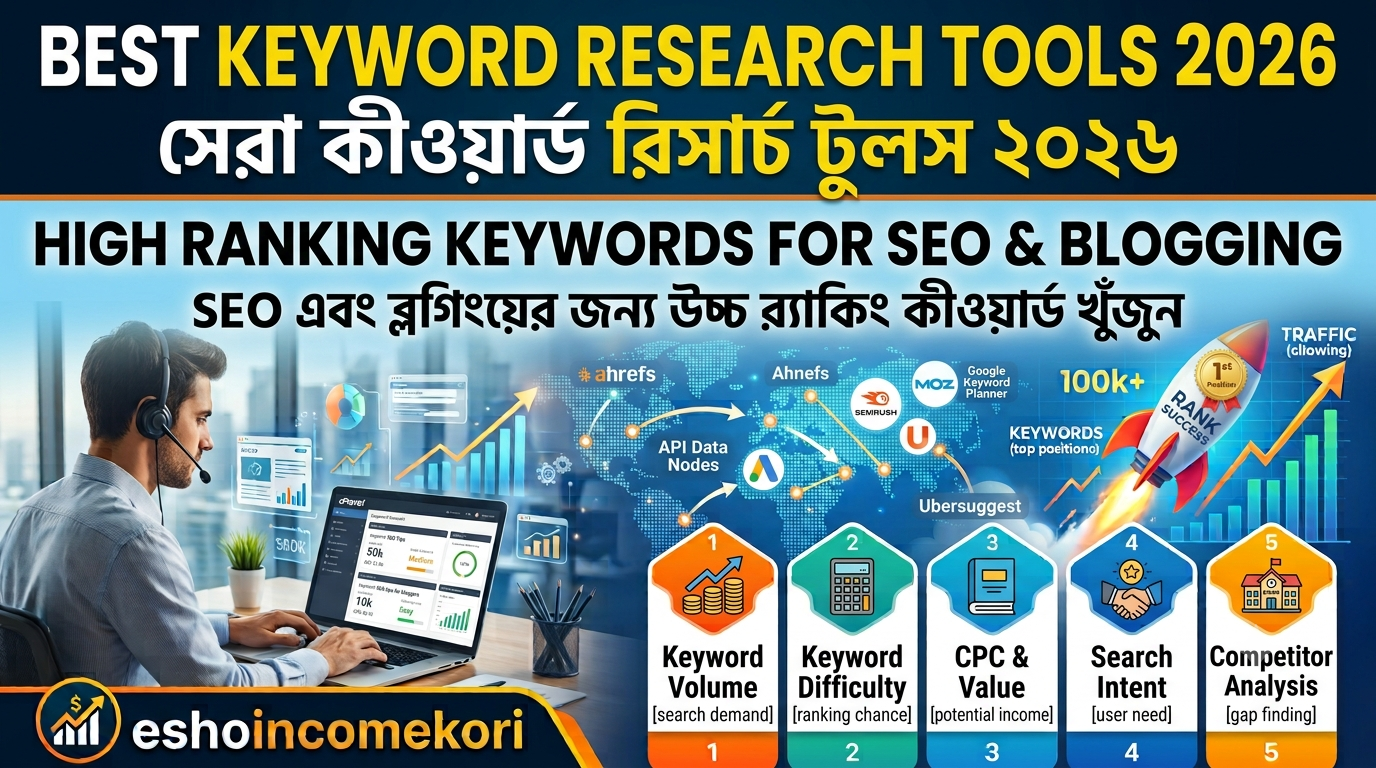 Best Keyword Research Tools 2026 – Find High Ranking Keywords for SEO & Bloggingসেরা কিওয়ার্ড রিসার্চ টুলস ২০২৬ – SEO ও ব্লগিং এর জন্য র‍্যাঙ্কিং কিওয়ার্ড খোঁজার গাইড