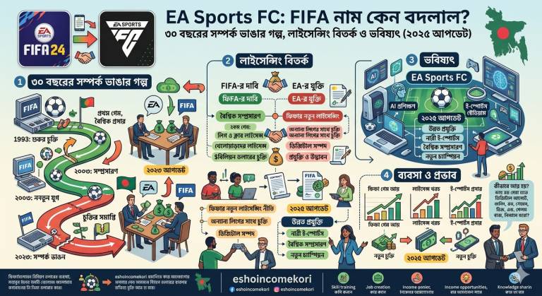 EA Sports FC: FIFA নাম কেন বদলাল? ৩০ বছরের সম্পর্ক ভাঙার গল্প, লাইসেন্সিং বিতর্ক ও ভবিষ্যৎ (২০২৫ আপডেট)