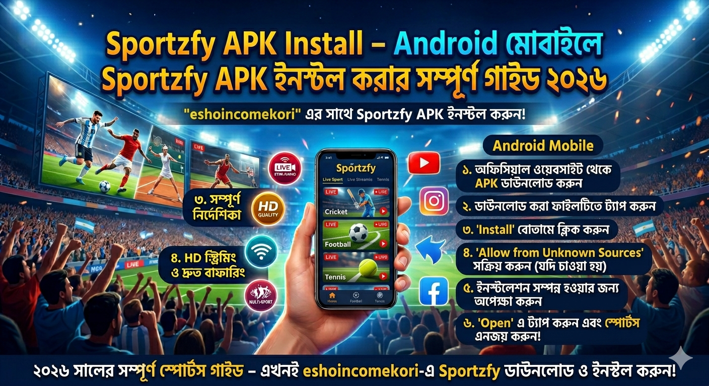 Sportzfy APK Install – Android মোবাইলে Sportzfy APK ইনস্টল করার সম্পূর্ণ গাইড ২০২৬