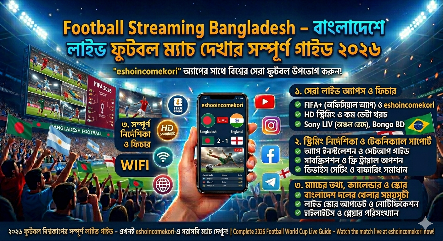 Football Streaming Bangladesh – বাংলাদেশে মোবাইলে লাইভ ফুটবল ম্যাচ দেখার সম্পূর্ণ গাইড ২০২৬