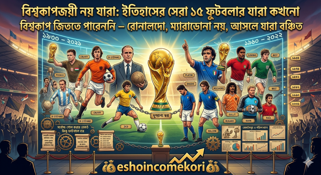 বিশ্বকাপজয়ী নয় যারা: ইতিহাসের সেরা ১৫ ফুটবলার যারা কখনো বিশ্বকাপ জিততে পারেননি – রোনালদো, ম্যারাডোনা নয়, আসলে যারা বঞ্চিত