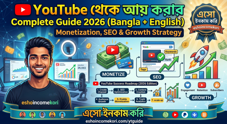YouTube থেকে আয় করার Complete Guide 2026 (Bangla + English): Monetization, SEO & Growth Strategy