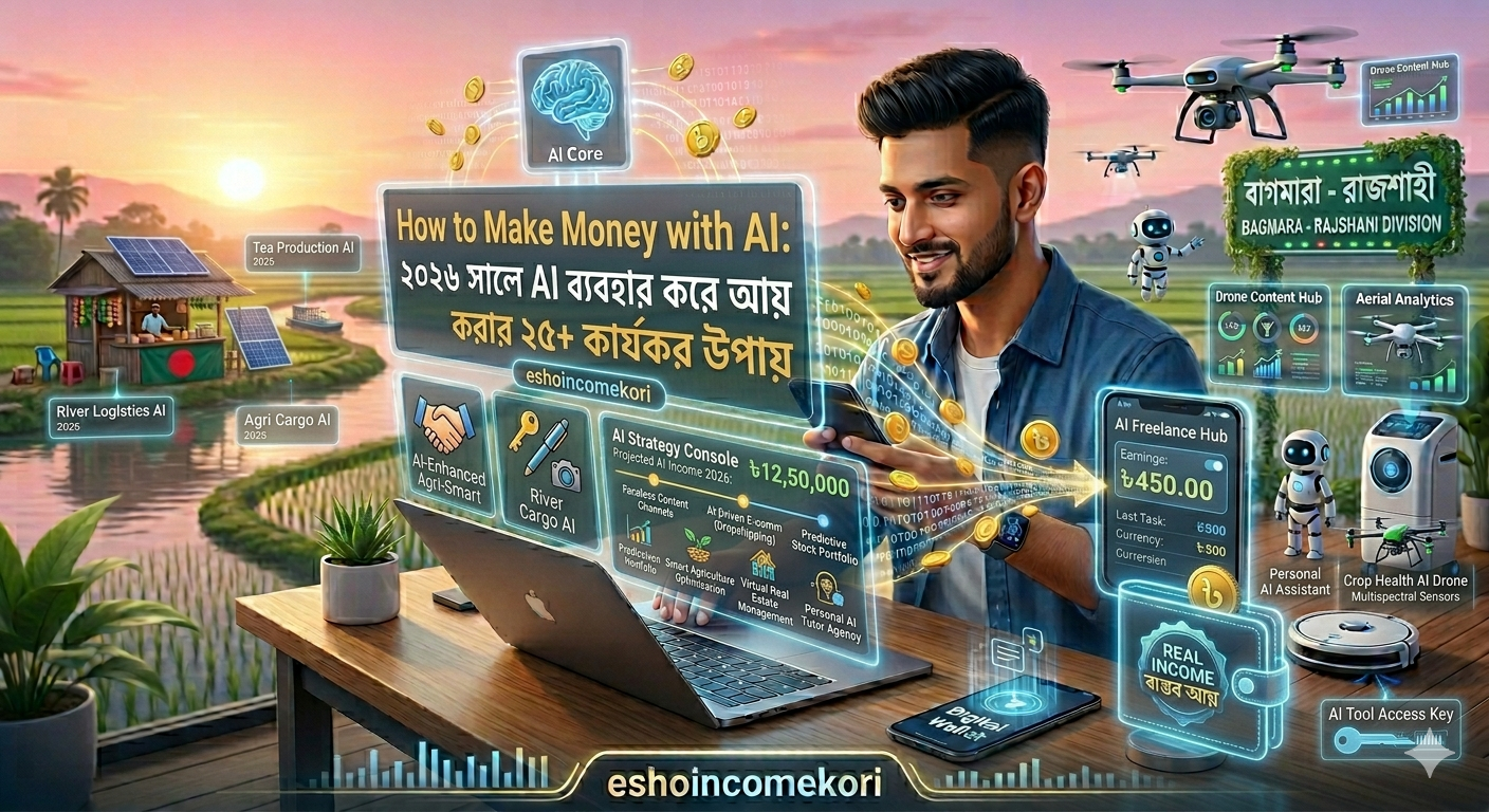 How to Make Money with AI: ২০২৬ সালে AI ব্যবহার করে আয় করার ২৫+ কার্যকর উপায়