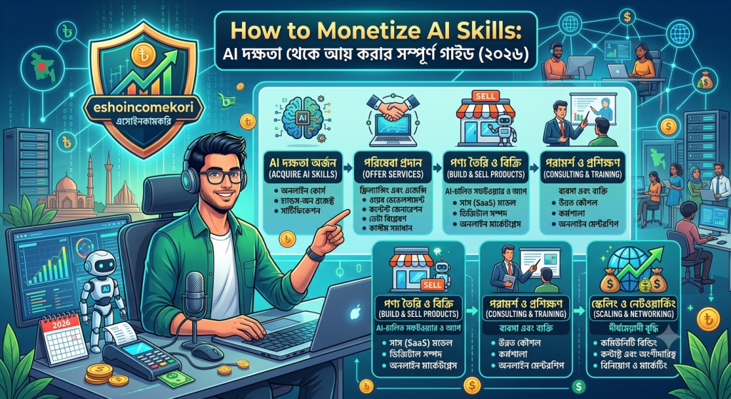 How to Monetize AI Skills: AI দক্ষতা থেকে আয় করার সম্পূর্ণ গাইড (২০২৬)