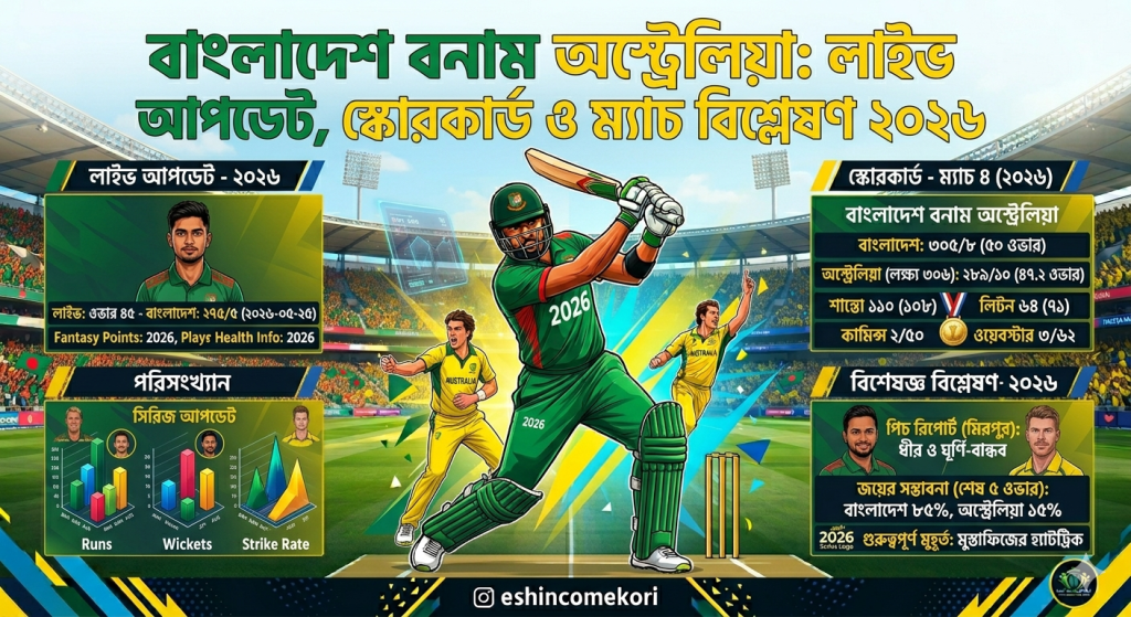 bangladesh vs australia today match: লাইভ আপডেট, স্কোরকার্ড ও ম্যাচ বিশ্লেষণ ২০২৬