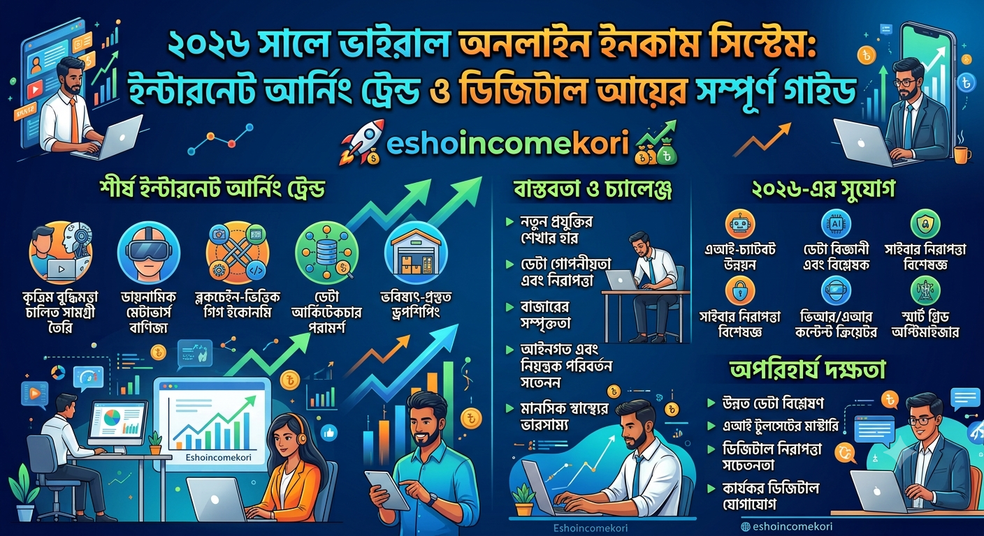 ২০২৬ সালে ভাইরাল অনলাইন ইনকাম সিস্টেম (Viral Online Income System 2026): ইন্টারনেট আর্নিং ট্রেন্ড ও ডিজিটাল আয়ের সম্পূর্ণ গাইড