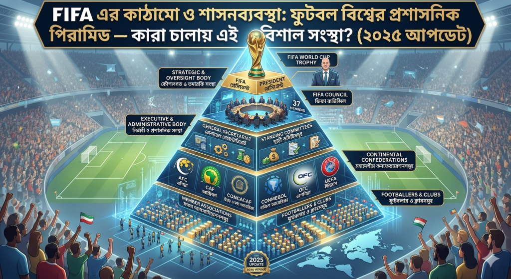 FIFA এর কাঠামো ও শাসনব্যবস্থা: ফুটবল বিশ্বের প্রশাসনিক পিরামিড – কারা চালায় এই বিশাল সংস্থা? (২০২৫ আপডেট)