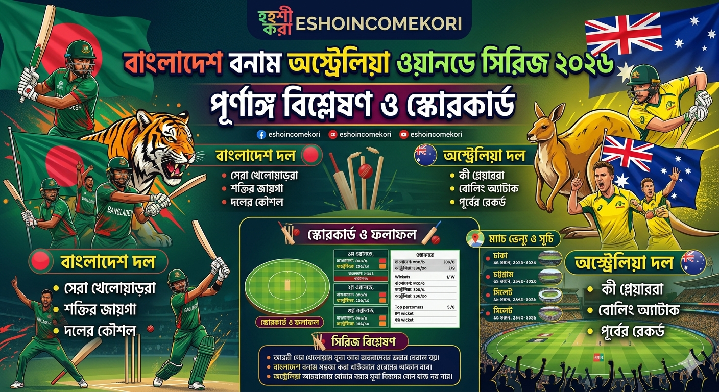 ban vs aus 2026: বাংলাদেশ বনাম অস্ট্রেলিয়া ওয়ানডে সিরিজের পূর্ণাঙ্গ বিশ্লেষণ ও স্কোরকার্ড