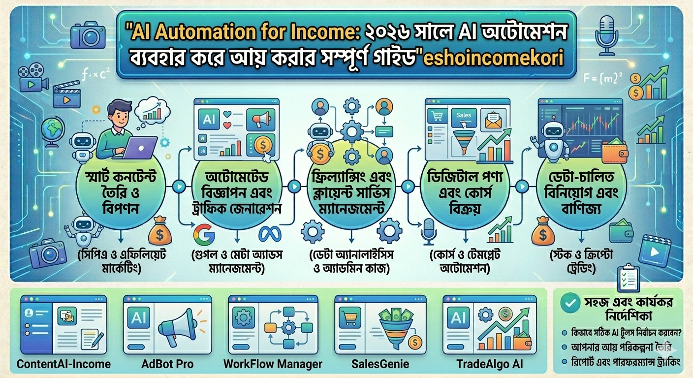 AI Automation for Income: ২০২৬ সালে AI অটোমেশন ব্যবহার করে আয় করার সম্পূর্ণ গাইড
