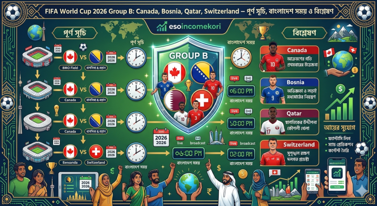  FIFA World Cup 2026 Group B: Canada, Bosnia, Qatar, Switzerland – পূর্ণ সূচি, বাংলাদেশ সময় ও বিশ্লেষণ