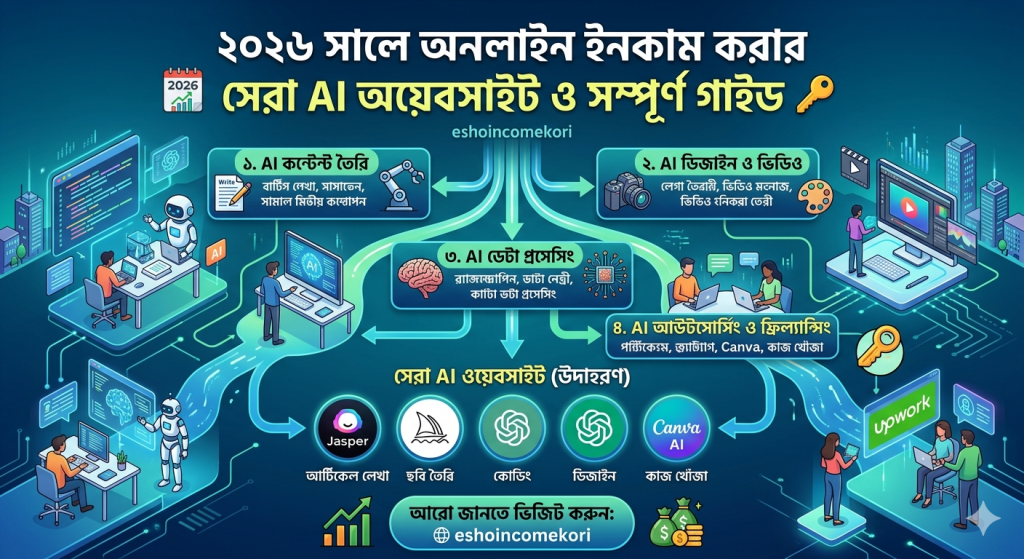 Best AI Websites to Earn: ২০২৬ সালে অনলাইন ইনকাম করার সেরা AI ওয়েবসাইট ও সম্পূর্ণ গাইড