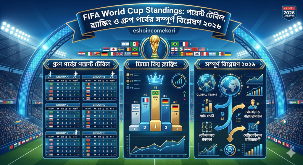 FIFA World Cup Standings: পয়েন্ট টেবিল, র্যাঙ্কিং ও গ্রুপ পর্বের সম্পূর্ণ বিশ্লেষণ ২০২৬