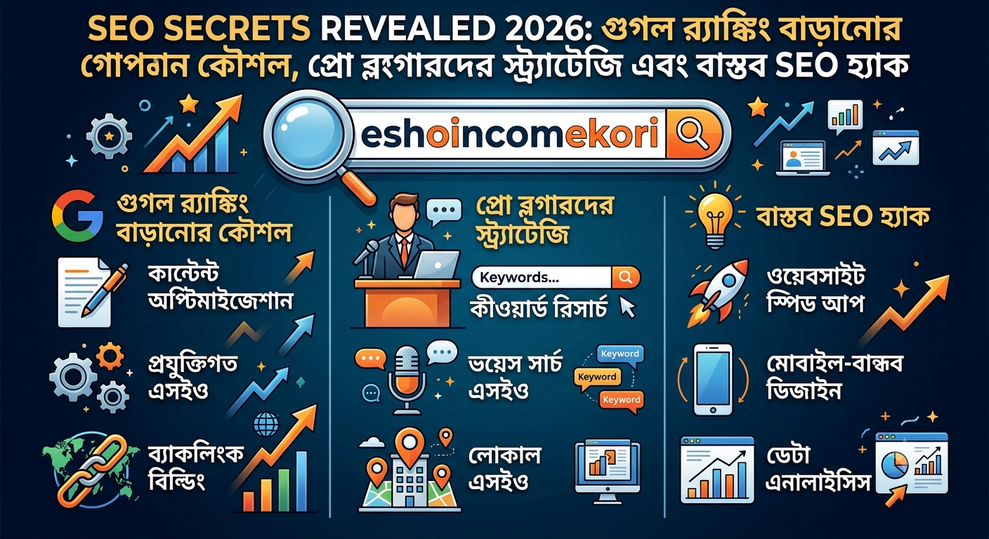 SEO Secrets Revealed 2026: গুগল র‍্যাঙ্কিং বাড়ানোর গোপন কৌশল, প্রো ব্লগারদের স্ট্র্যাটেজি এবং বাস্তব SEO হ্যাক
