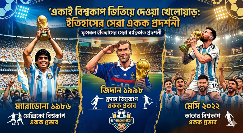 একাই বিশ্বকাপ জিতিয়ে দেওয়া খেলোয়াড়: ম্যারাডোনা ১৯৮৬, জিদান ১৯৯৮, মেসি ২০২২ – ইতিহাসের সেরা একক প্রদর্শনী