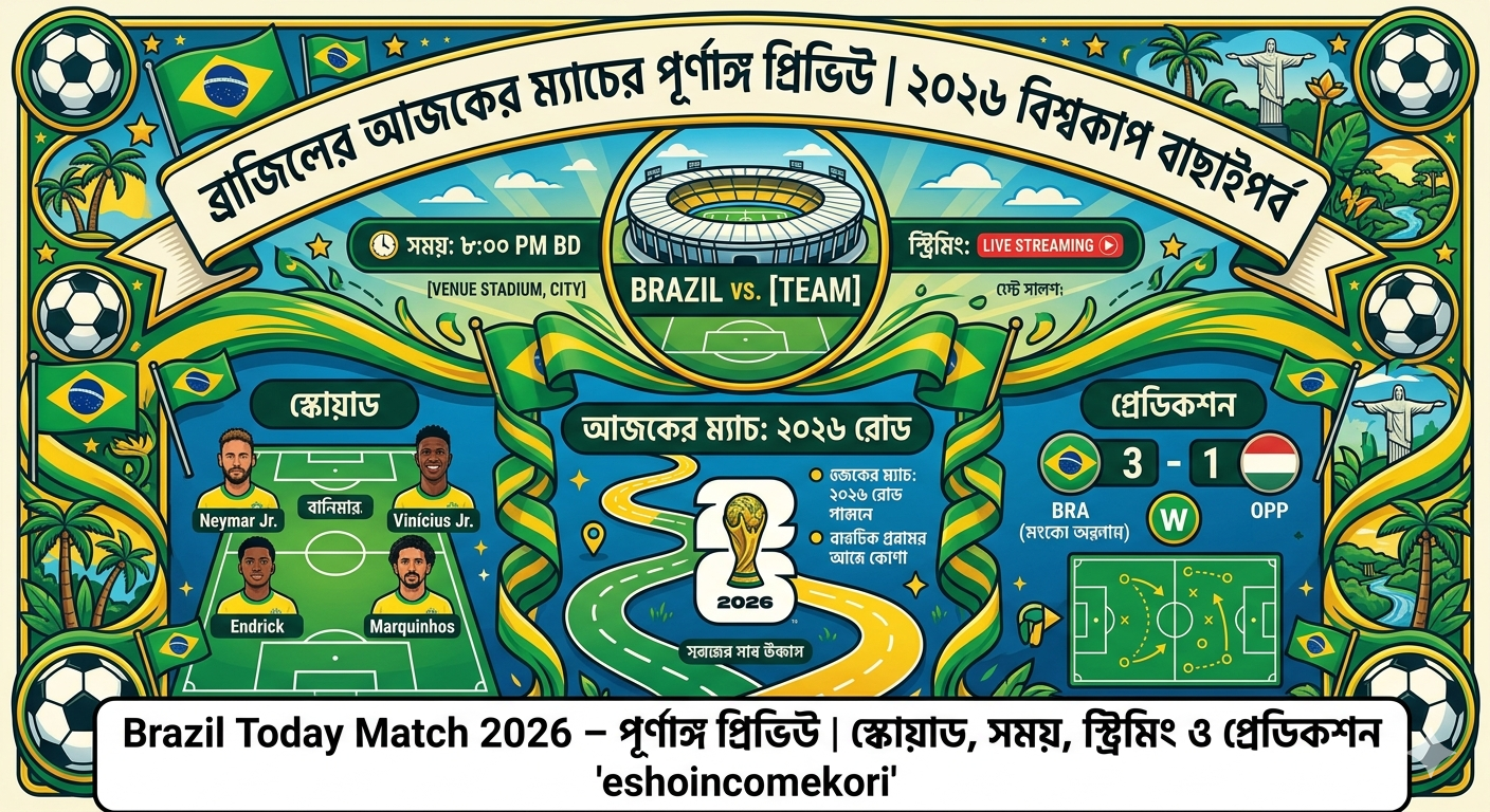 Brazil Today Match 2026 – ব্রাজিলের আজকের ম্যাচের পূর্ণাঙ্গ প্রিভিউ | স্কোয়াড, সময়, স্ট্রিমিং লিংক ও প্রেডিকশন
