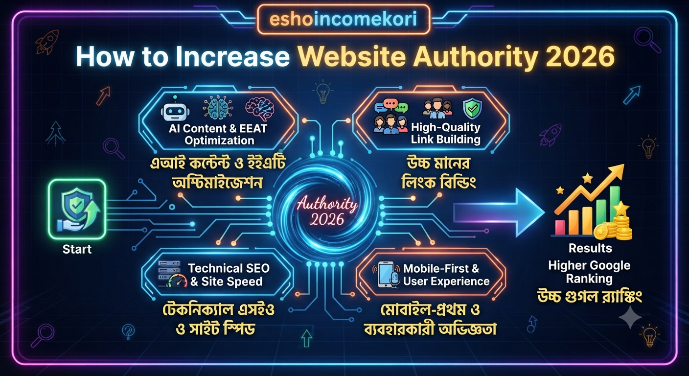 How to Increase Website Authority 2026 – Build Strong SEO Trust & Rank Higher on Google ওয়েবসাইট অথরিটি বাড়ানোর উপায় ২০২৬ – SEO ট্রাস্ট তৈরি করে Google এ উচ্চ র‍্যাঙ্ক পাওয়ার গাইড