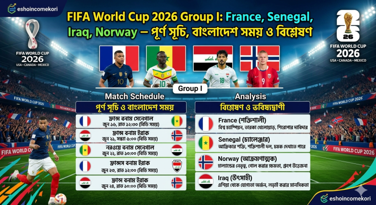 FIFA World Cup 2026 Group I: France, Senegal, Iraq, Norway – পূর্ণ সূচি, বাংলাদেশ সময় ও বিশ্লেষণ