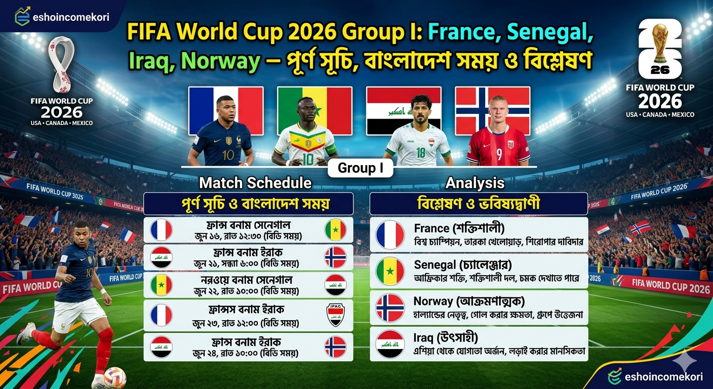 FIFA World Cup 2026 Group I: France, Senegal, Iraq, Norway – পূর্ণ সূচি, বাংলাদেশ সময় ও বিশ্লেষণ