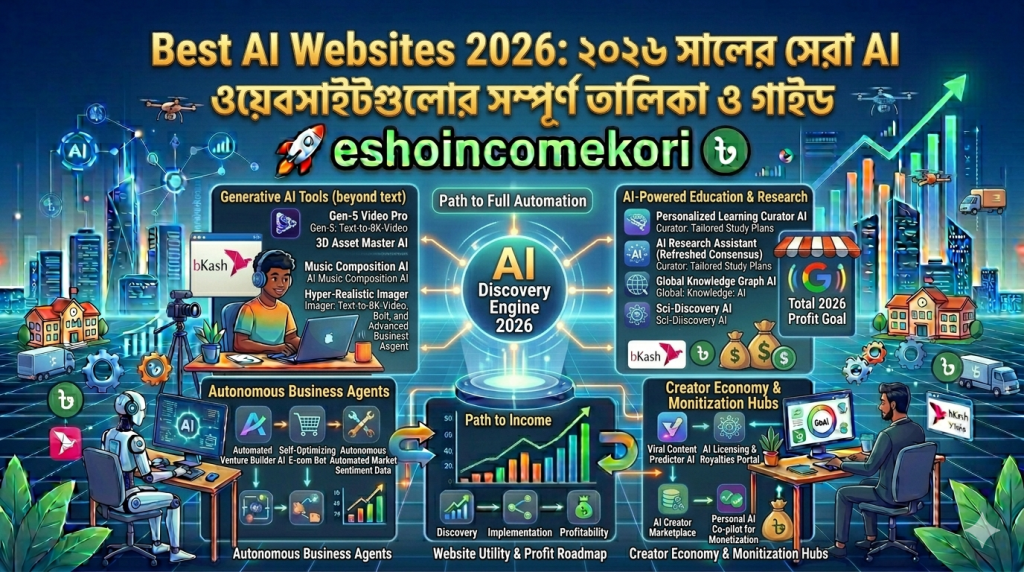 Best AI Websites 2026: ২০২৬ সালের সেরা AI ওয়েবসাইটগুলোর সম্পূর্ণ তালিকা ও গাইড