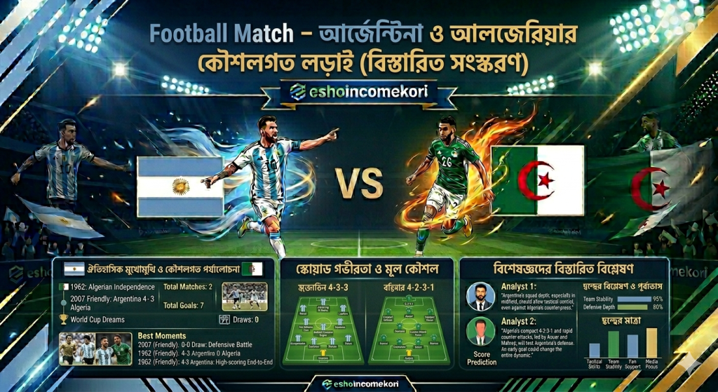  Football Match – আর্জেন্টিনা ও আলজেরিয়ার কৌশলগত লড়াই (বিস্তারিত সংস্করণ)