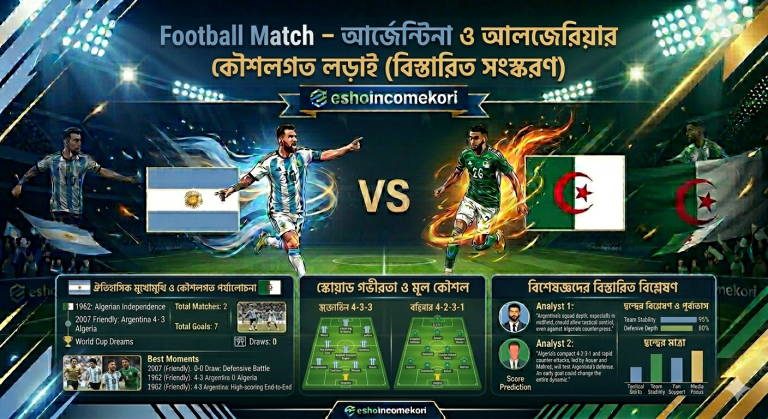  Football Match – আর্জেন্টিনা ও আলজেরিয়ার কৌশলগত লড়াই (বিস্তারিত সংস্করণ)